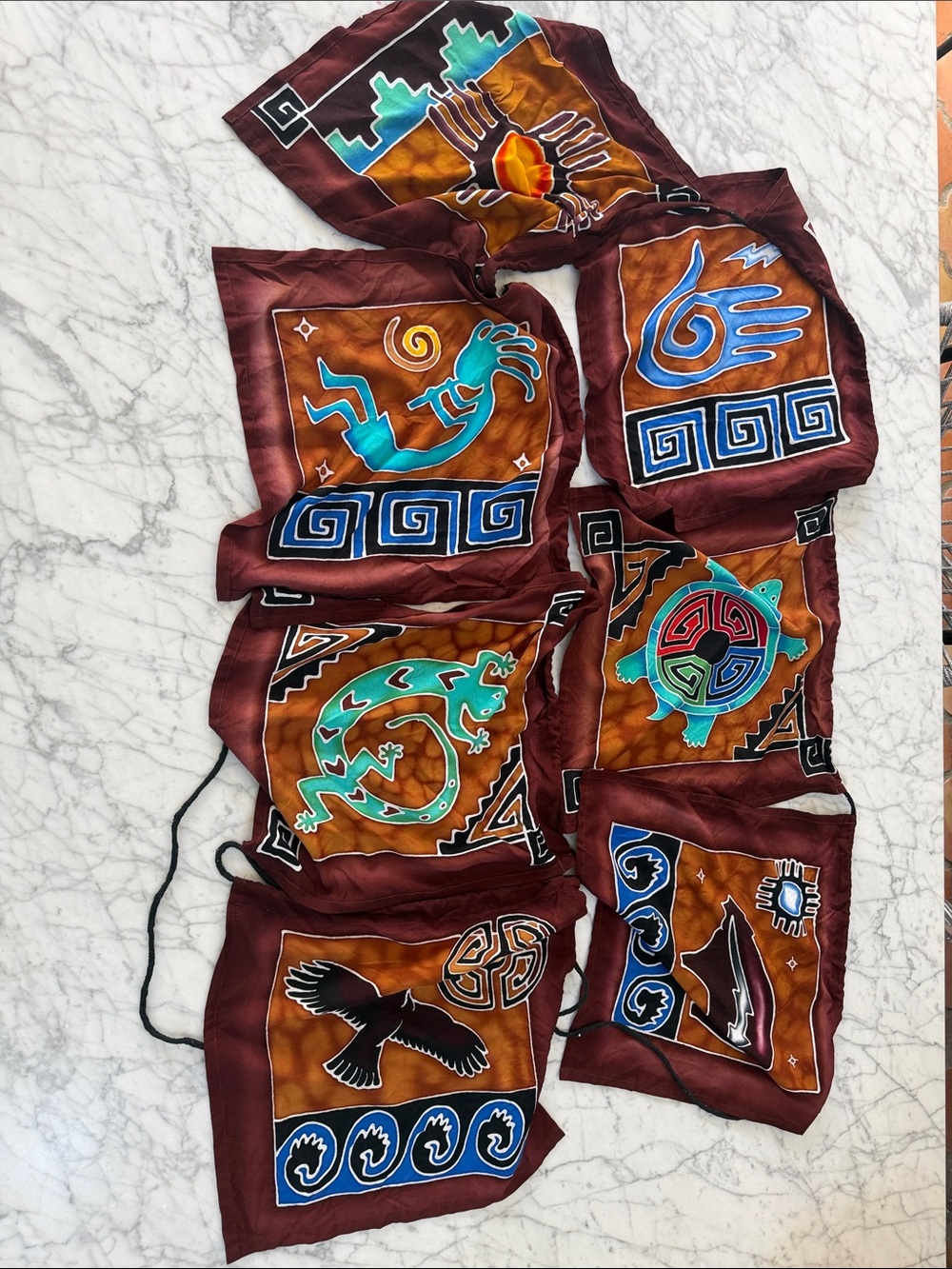 Batik Yoga Prayer Flags 11 feet Long Brown